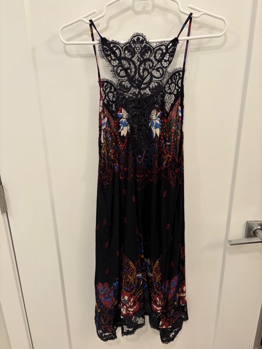 Free People Intimately Whimsygoth Black Lace Who’s Sorry Now Floral Slip Dress L - Picture 7 of 12